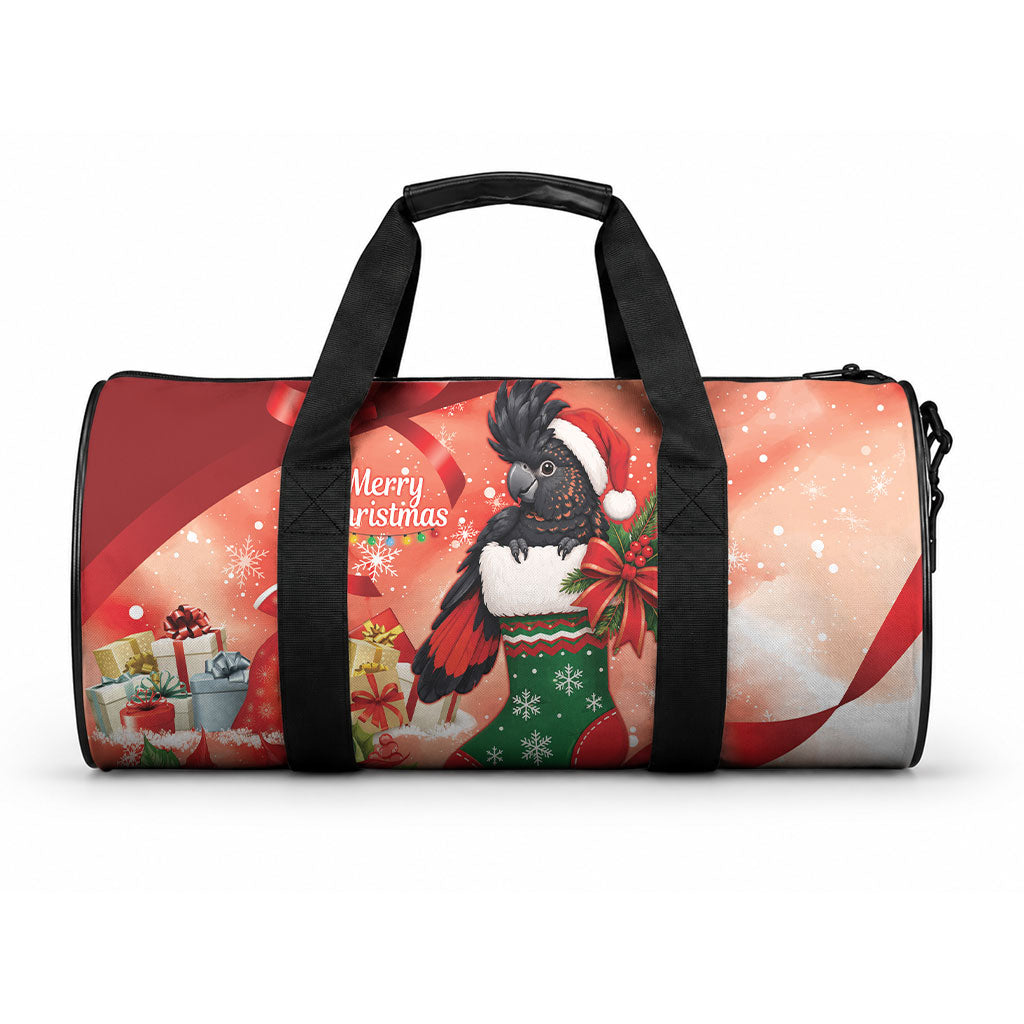 Black Cockatoo Christmas Australia Duffle Bag Aussie Xmas Sock Coquette Bow