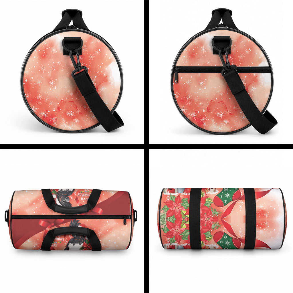 Black Cockatoo Christmas Australia Duffle Bag Aussie Xmas Sock Coquette Bow