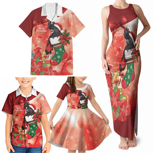 Black Cockatoo Christmas Australia Family Matching Tank Maxi Dress and Hawaiian Shirt Aussie Xmas Sock Coquette Bow