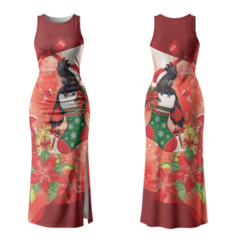 Black Cockatoo Christmas Australia Family Matching Tank Maxi Dress and Hawaiian Shirt Aussie Xmas Sock Coquette Bow