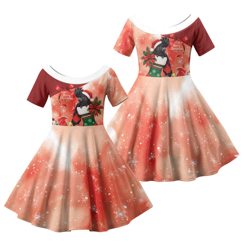 Black Cockatoo Christmas Australia Family Matching Tank Maxi Dress and Hawaiian Shirt Aussie Xmas Sock Coquette Bow