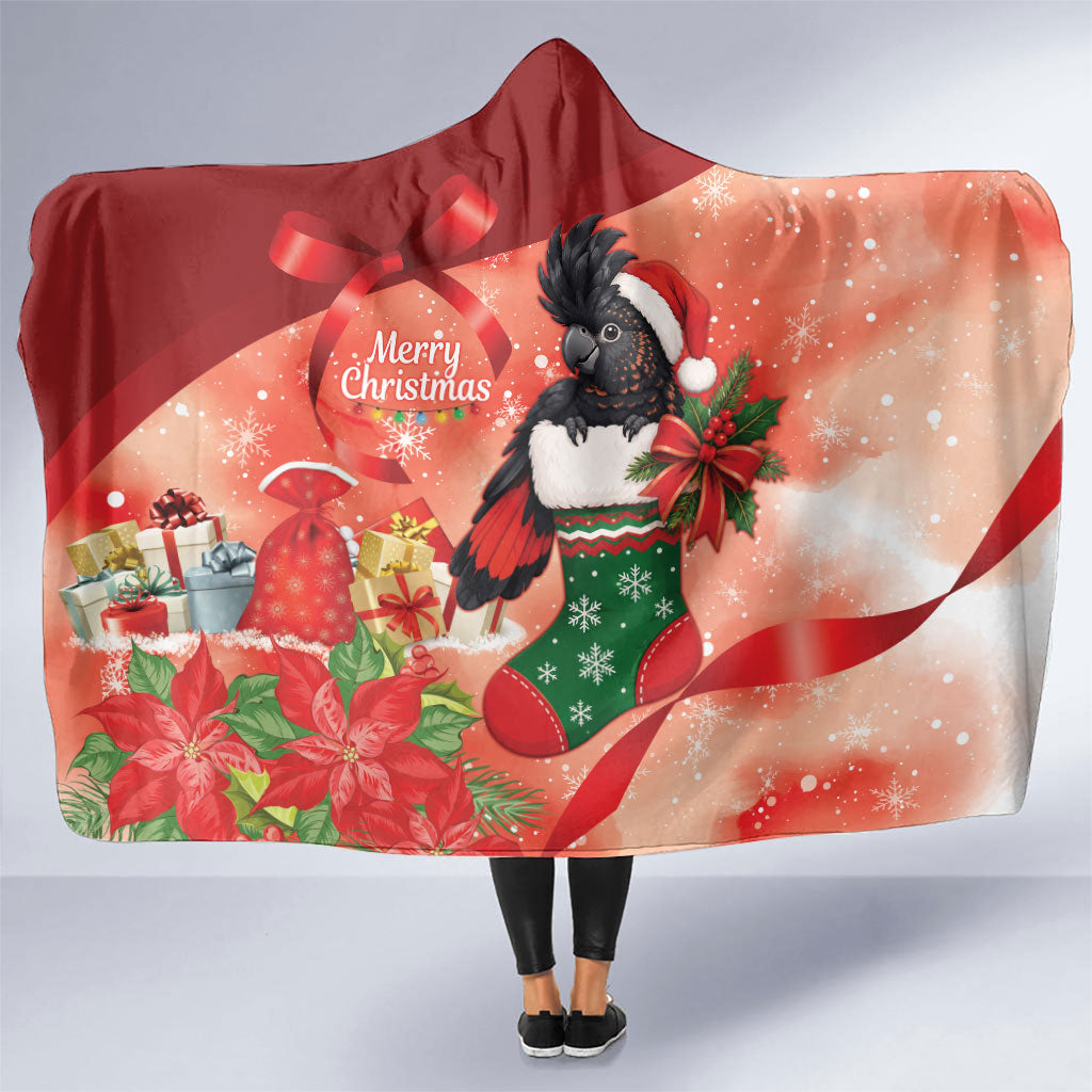 Black Cockatoo Christmas Australia Hooded Blanket Aussie Xmas Sock Coquette Bow
