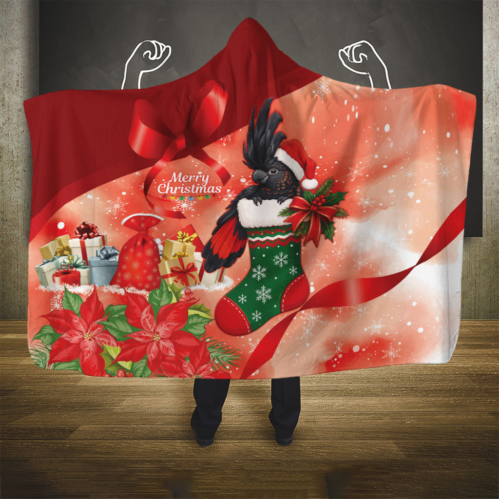 Black Cockatoo Christmas Australia Hooded Blanket Aussie Xmas Sock Coquette Bow