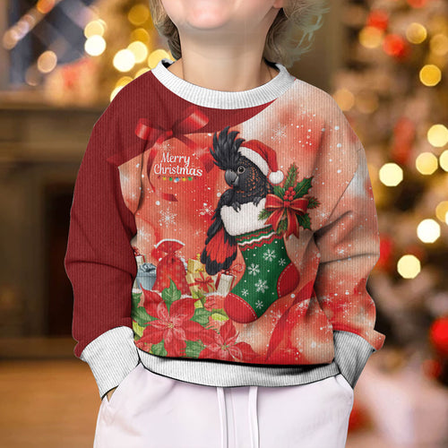 Black Cockatoo Christmas Australia Kid Ugly Christmas Sweater Aussie Xmas Sock Coquette Bow