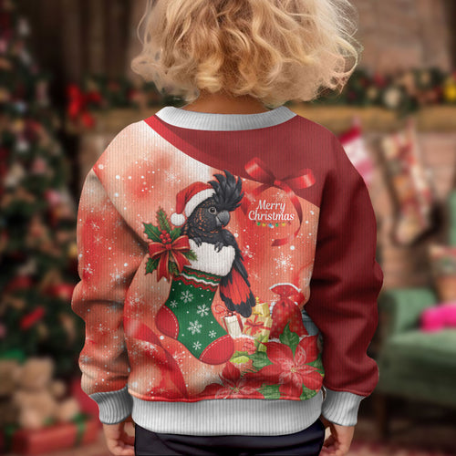 Black Cockatoo Christmas Australia Kid Ugly Christmas Sweater Aussie Xmas Sock Coquette Bow