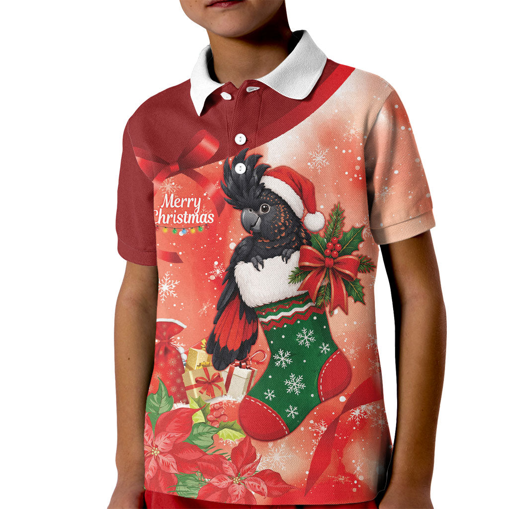 Black Cockatoo Christmas Australia Kid Polo Shirt Aussie Xmas Sock Coquette Bow