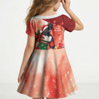 Black Cockatoo Christmas Australia Kid Short Sleeve Dress Aussie Xmas Sock Coquette Bow