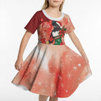 Black Cockatoo Christmas Australia Kid Short Sleeve Dress Aussie Xmas Sock Coquette Bow