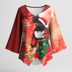 Black Cockatoo Christmas Australia Kimono Sleeve Blouse Aussie Xmas Sock Coquette Bow