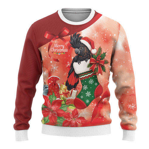 Black Cockatoo Christmas Australia Ugly Christmas Sweater Aussie Xmas Sock Coquette Bow