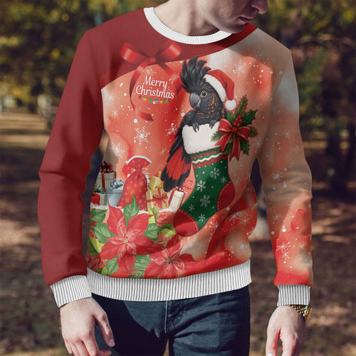 Black Cockatoo Christmas Australia Ugly Christmas Sweater Aussie Xmas Sock Coquette Bow