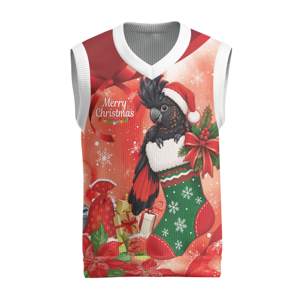 Black Cockatoo Christmas Australia Christmas Knitted V-Neck Vest Aussie Xmas Sock Coquette Bow