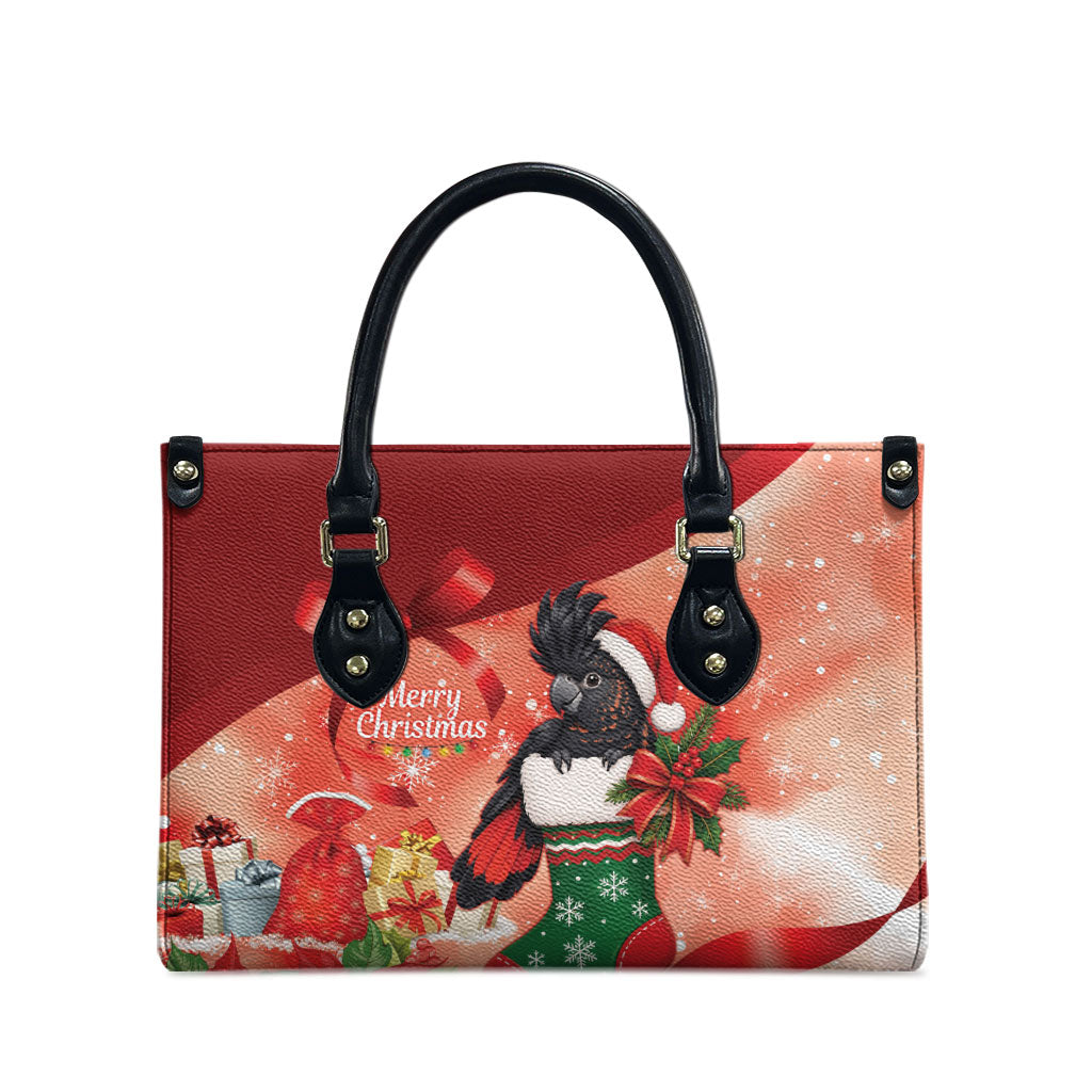 Black Cockatoo Christmas Australia Leather Bag Aussie Xmas Sock Coquette Bow