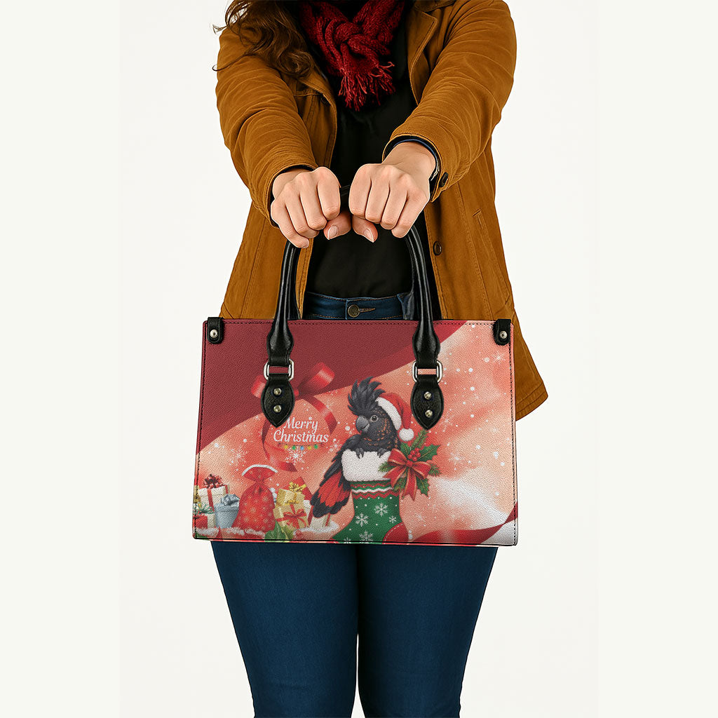 Black Cockatoo Christmas Australia Leather Bag Aussie Xmas Sock Coquette Bow