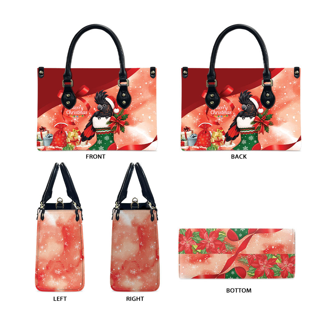 Black Cockatoo Christmas Australia Leather Bag Aussie Xmas Sock Coquette Bow