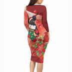 Black Cockatoo Christmas Australia Long Sleeve Bodycon Dress Aussie Xmas Sock Coquette Bow