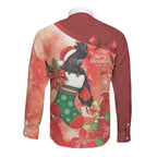 Black Cockatoo Christmas Australia Long Sleeve Button Shirt Aussie Xmas Sock Coquette Bow