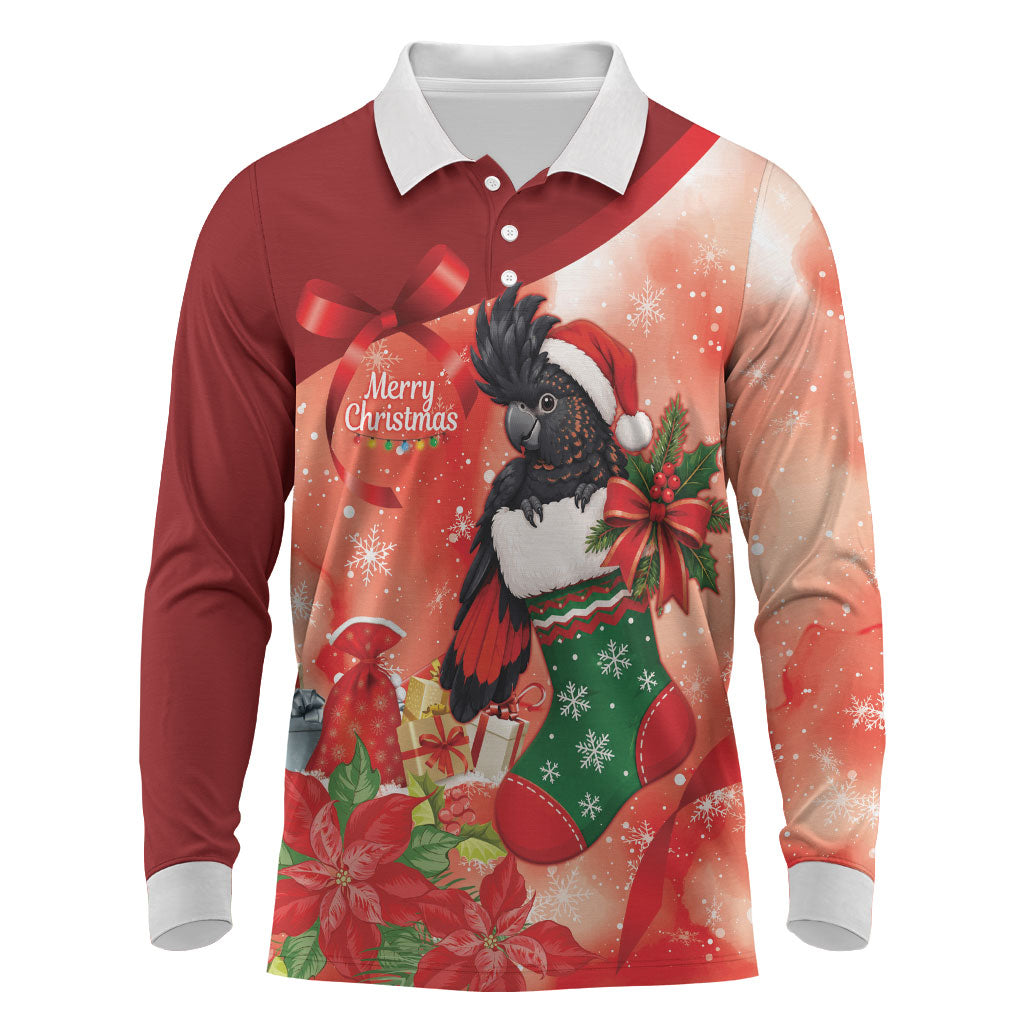 Black Cockatoo Christmas Australia Long Sleeve Polo Shirt Aussie Xmas Sock Coquette Bow