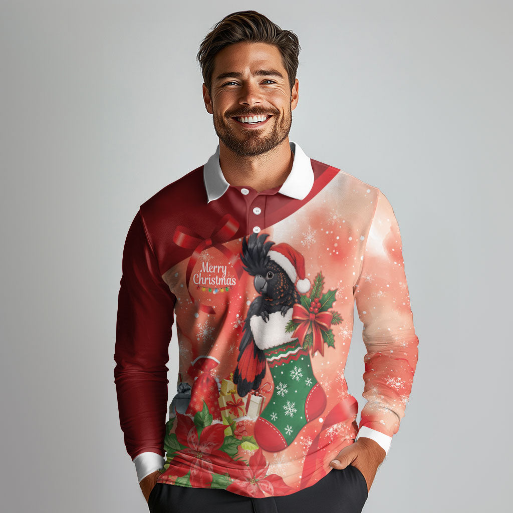 Black Cockatoo Christmas Australia Long Sleeve Polo Shirt Aussie Xmas Sock Coquette Bow