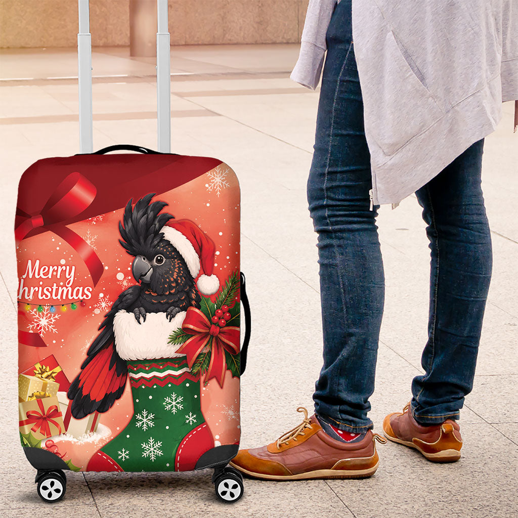 Black Cockatoo Christmas Australia Luggage Cover Aussie Xmas Sock Coquette Bow