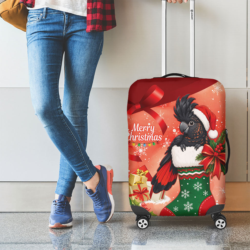 Black Cockatoo Christmas Australia Luggage Cover Aussie Xmas Sock Coquette Bow