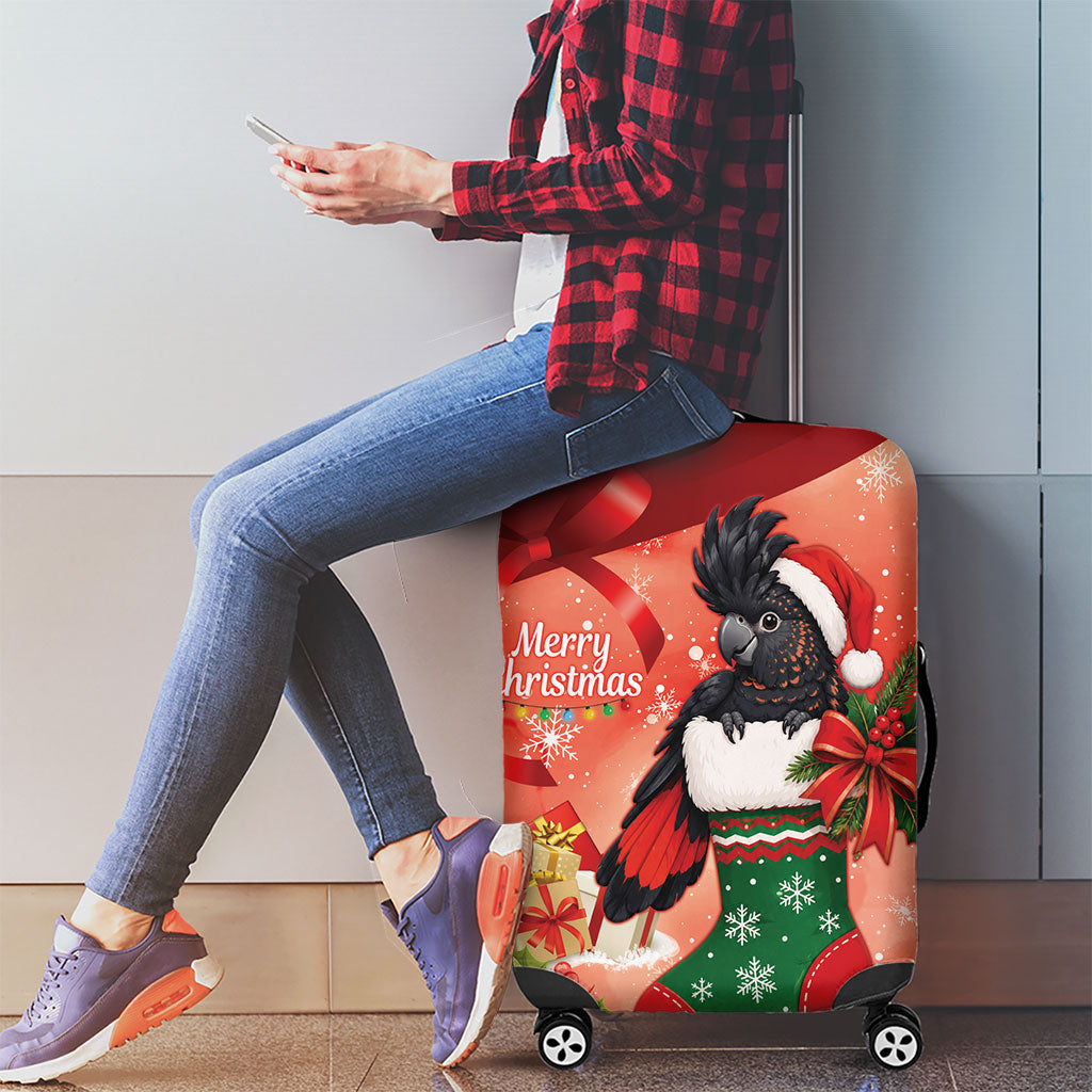 Black Cockatoo Christmas Australia Luggage Cover Aussie Xmas Sock Coquette Bow