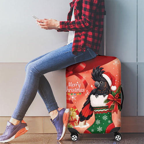 Black Cockatoo Christmas Australia Luggage Cover Aussie Xmas Sock Coquette Bow