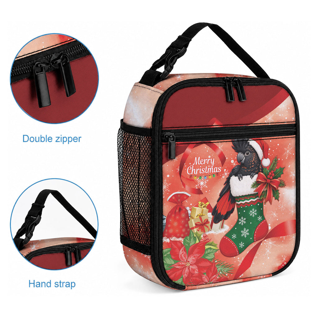 Black Cockatoo Christmas Australia Lunch Bag Aussie Xmas Sock Coquette Bow