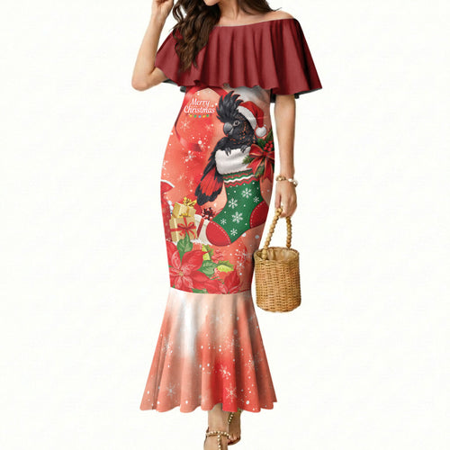 Black Cockatoo Christmas Australia Mermaid Dress Aussie Xmas Sock Coquette Bow
