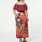 Black Cockatoo Christmas Australia Off Shoulder Maxi Dress Aussie Xmas Sock Coquette Bow