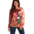 Black Cockatoo Christmas Australia Off Shoulder Sweater Aussie Xmas Sock Coquette Bow