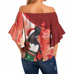 Black Cockatoo Christmas Australia Off Shoulder Wrap Waist Top Aussie Xmas Sock Coquette Bow
