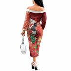 Black Cockatoo Christmas Australia Off The Shoulder Long Sleeve Dress Aussie Xmas Sock Coquette Bow