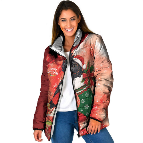 Black Cockatoo Christmas Australia Padded Jacket Aussie Xmas Sock Coquette Bow