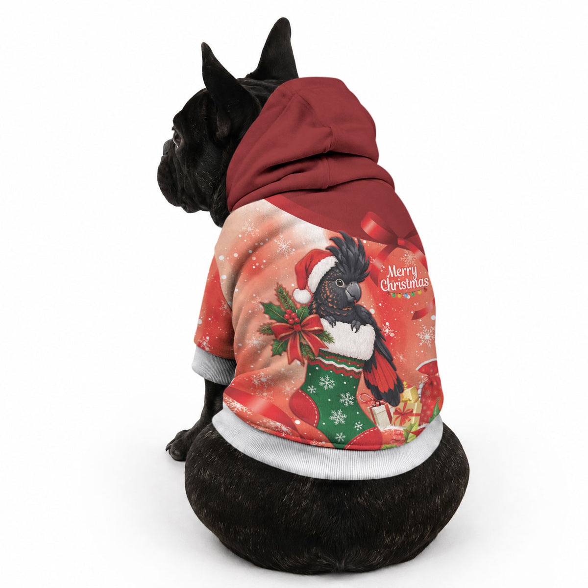 Black Cockatoo Christmas Australia Pet Hoodie Aussie Xmas Sock Coquette Bow