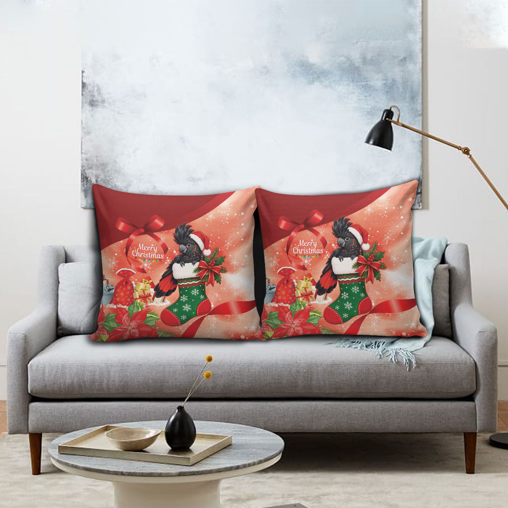 Black Cockatoo Christmas Australia Pillow Cover Aussie Xmas Sock Coquette Bow