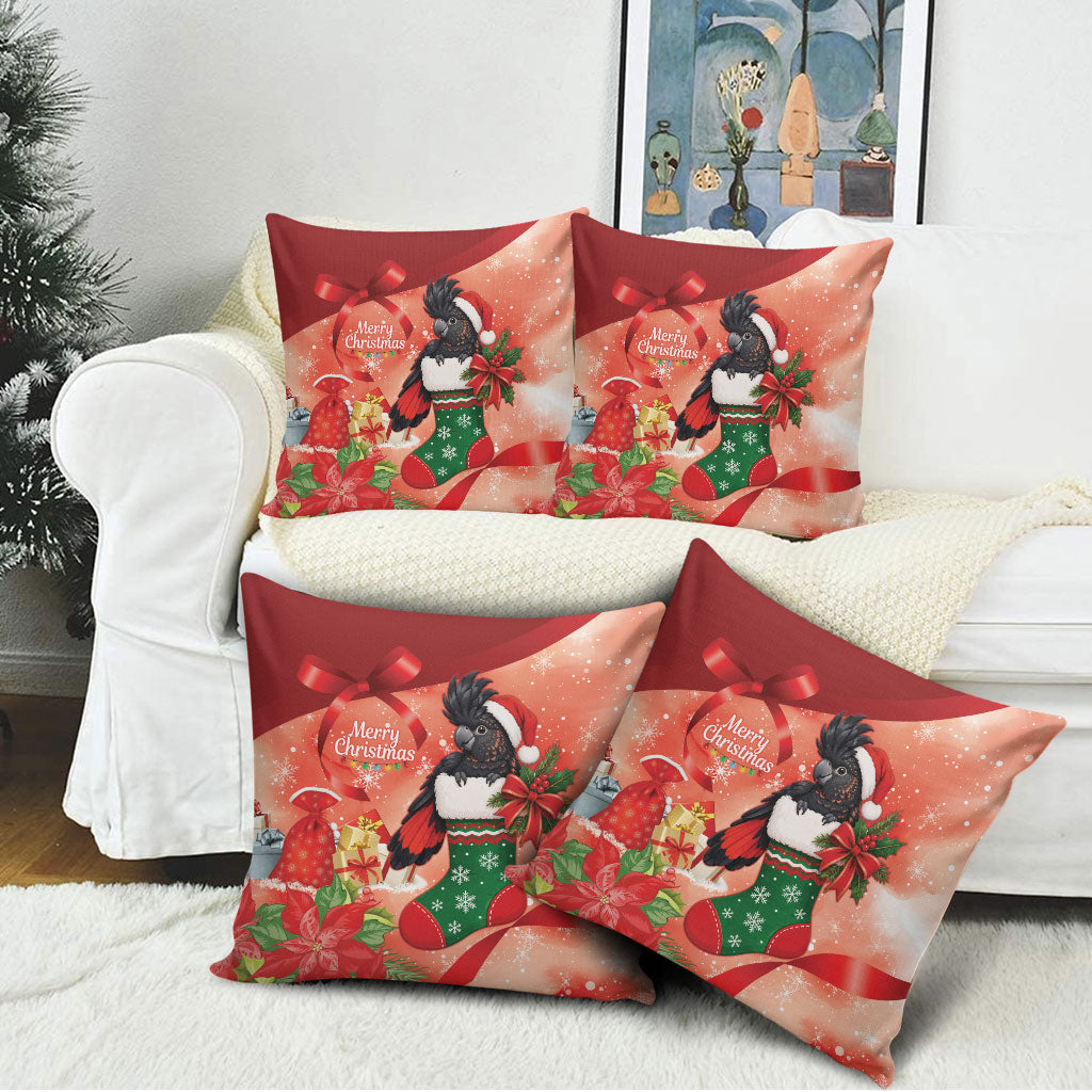 Black Cockatoo Christmas Australia Pillow Cover Aussie Xmas Sock Coquette Bow