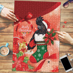 Black Cockatoo Christmas Australia Puzzle Aussie Xmas Sock Coquette Bow