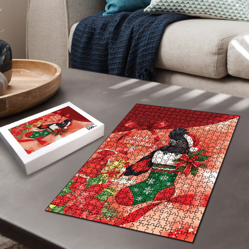Black Cockatoo Christmas Australia Puzzle Aussie Xmas Sock Coquette Bow