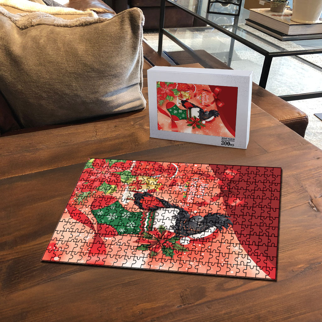 Black Cockatoo Christmas Australia Puzzle Aussie Xmas Sock Coquette Bow
