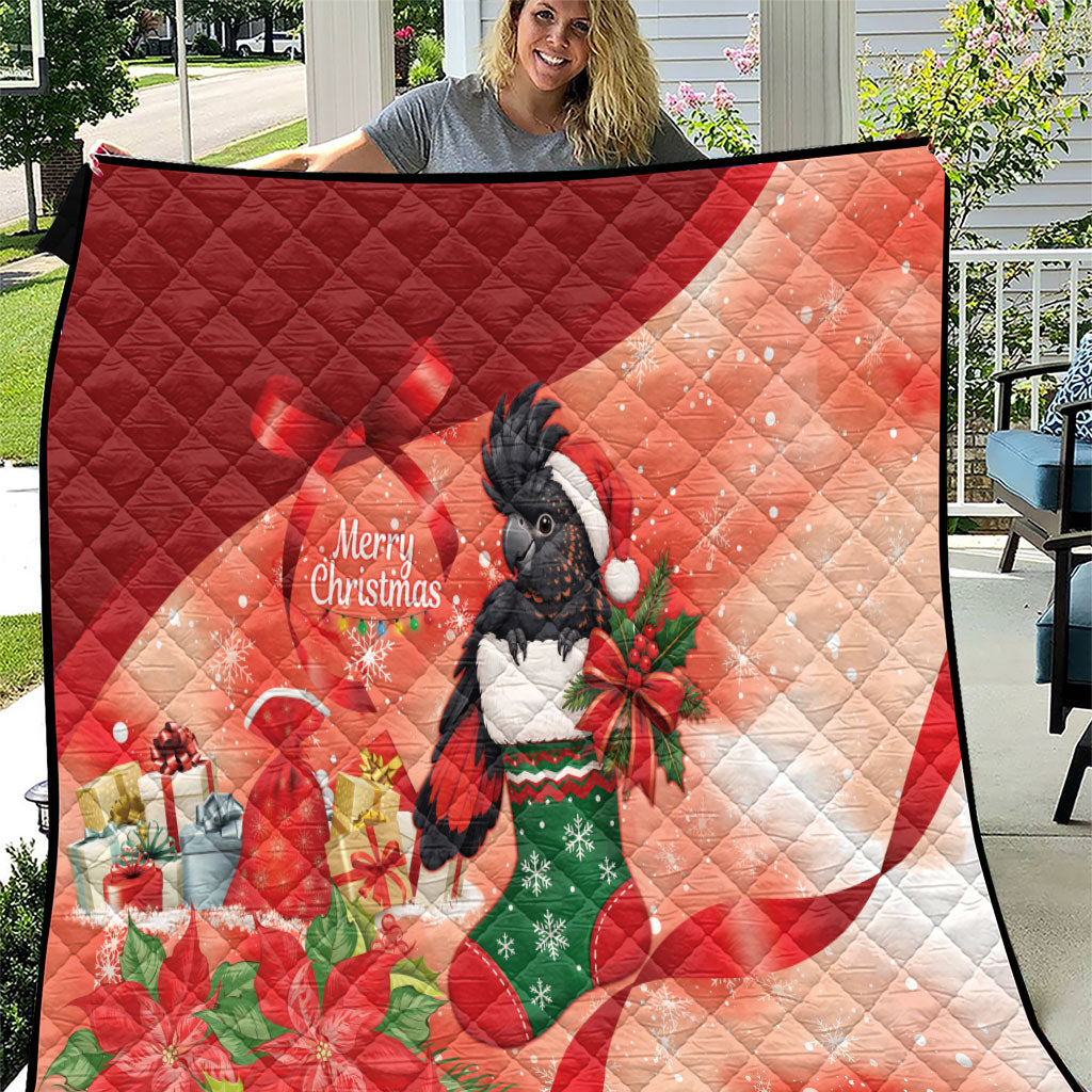 Black Cockatoo Christmas Australia Quilt Aussie Xmas Sock Coquette Bow