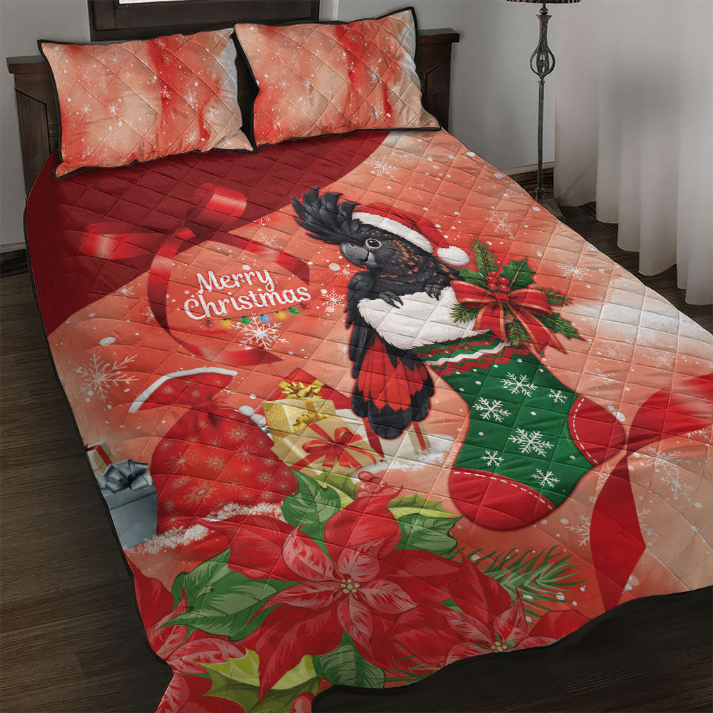 Black Cockatoo Christmas Australia Quilt Bed Set Aussie Xmas Sock Coquette Bow