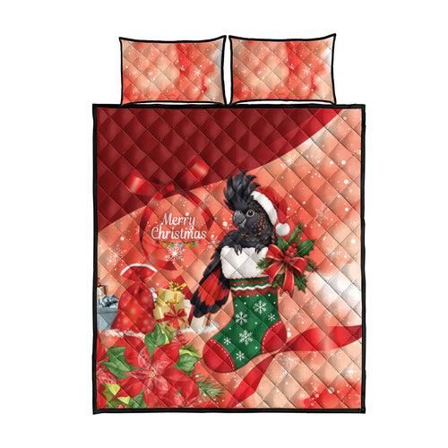 Black Cockatoo Christmas Australia Quilt Bed Set Aussie Xmas Sock Coquette Bow