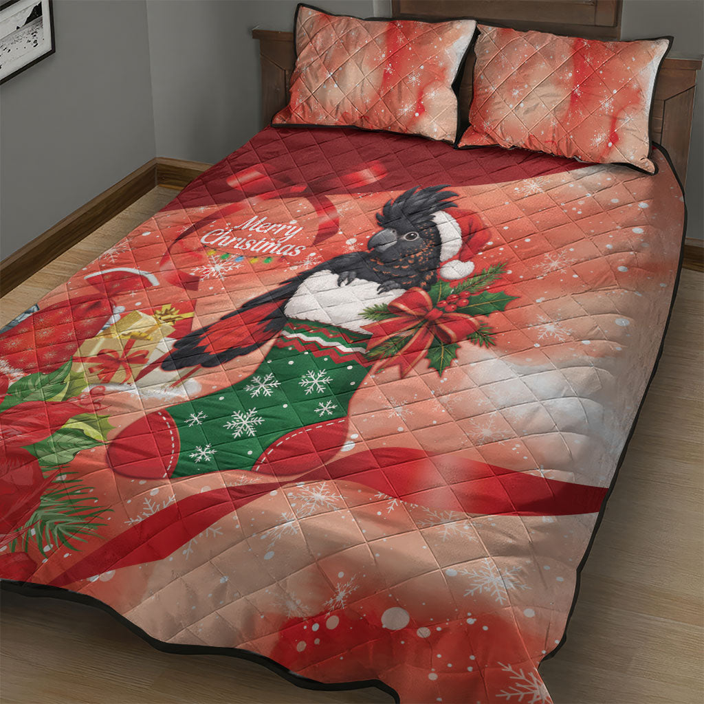 Black Cockatoo Christmas Australia Quilt Bed Set Aussie Xmas Sock Coquette Bow