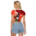 Black Cockatoo Christmas Australia Raglan Cropped T Shirt Aussie Xmas Sock Coquette Bow