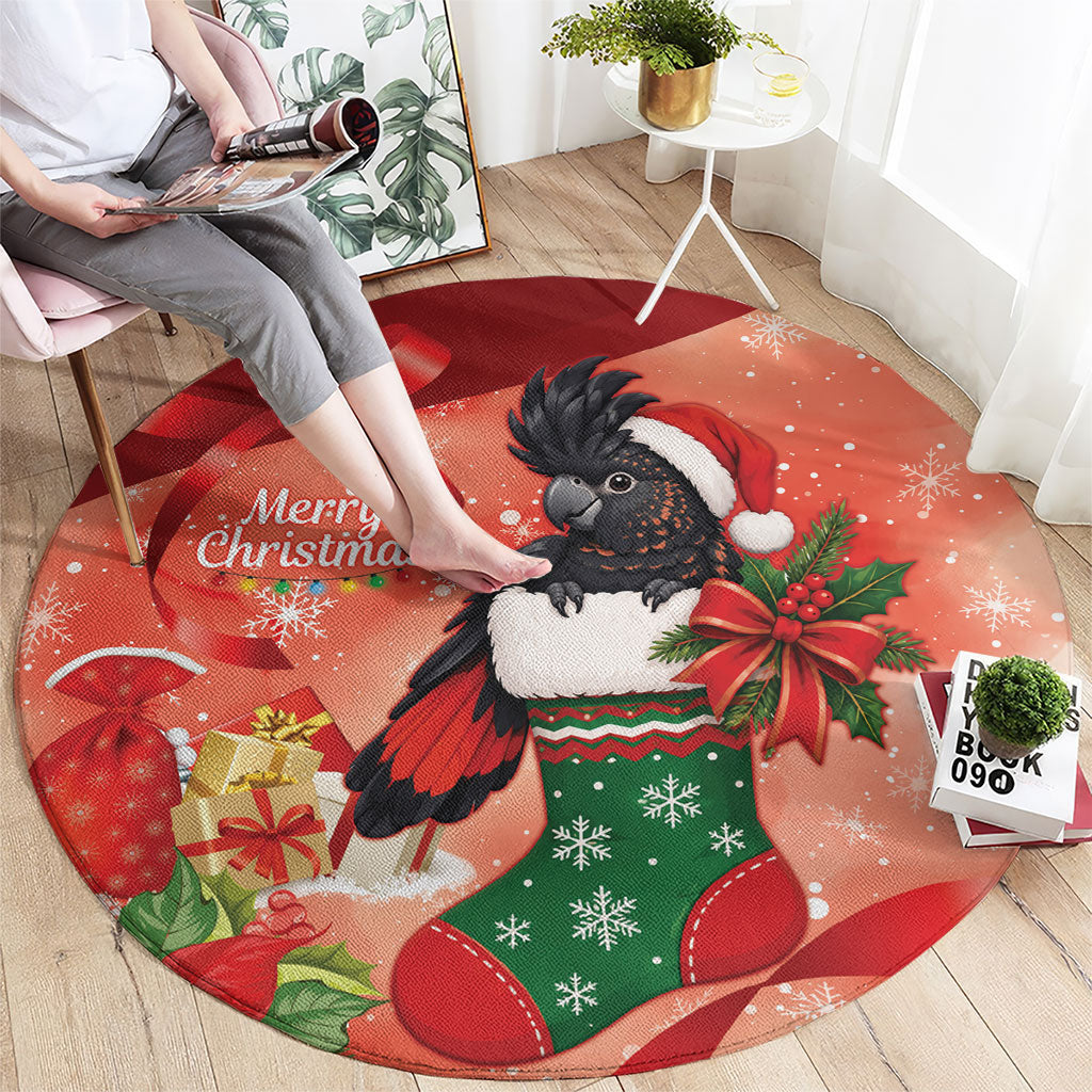 Black Cockatoo Christmas Australia Round Carpet Aussie Xmas Sock Coquette Bow