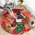 Black Cockatoo Christmas Australia Round Carpet Aussie Xmas Sock Coquette Bow