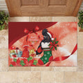Black Cockatoo Christmas Australia Rubber Doormat Aussie Xmas Sock Coquette Bow