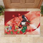 Black Cockatoo Christmas Australia Rubber Doormat Aussie Xmas Sock Coquette Bow