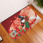 Black Cockatoo Christmas Australia Rubber Doormat Aussie Xmas Sock Coquette Bow